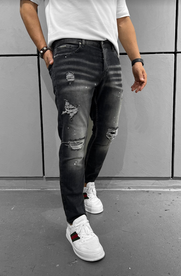 BLACK ISLAND Jeans Grey Ripped – BERMOODASTORE